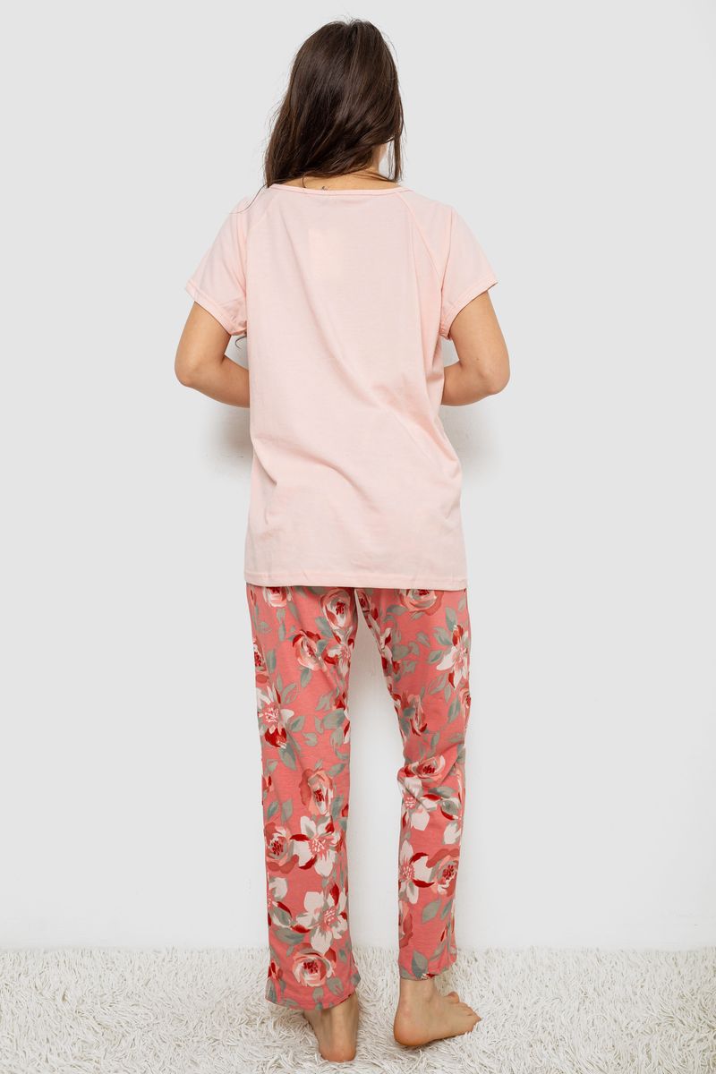 Пижама женская с принтом, цвет персиковый, 243R1600-003 — изображение 4