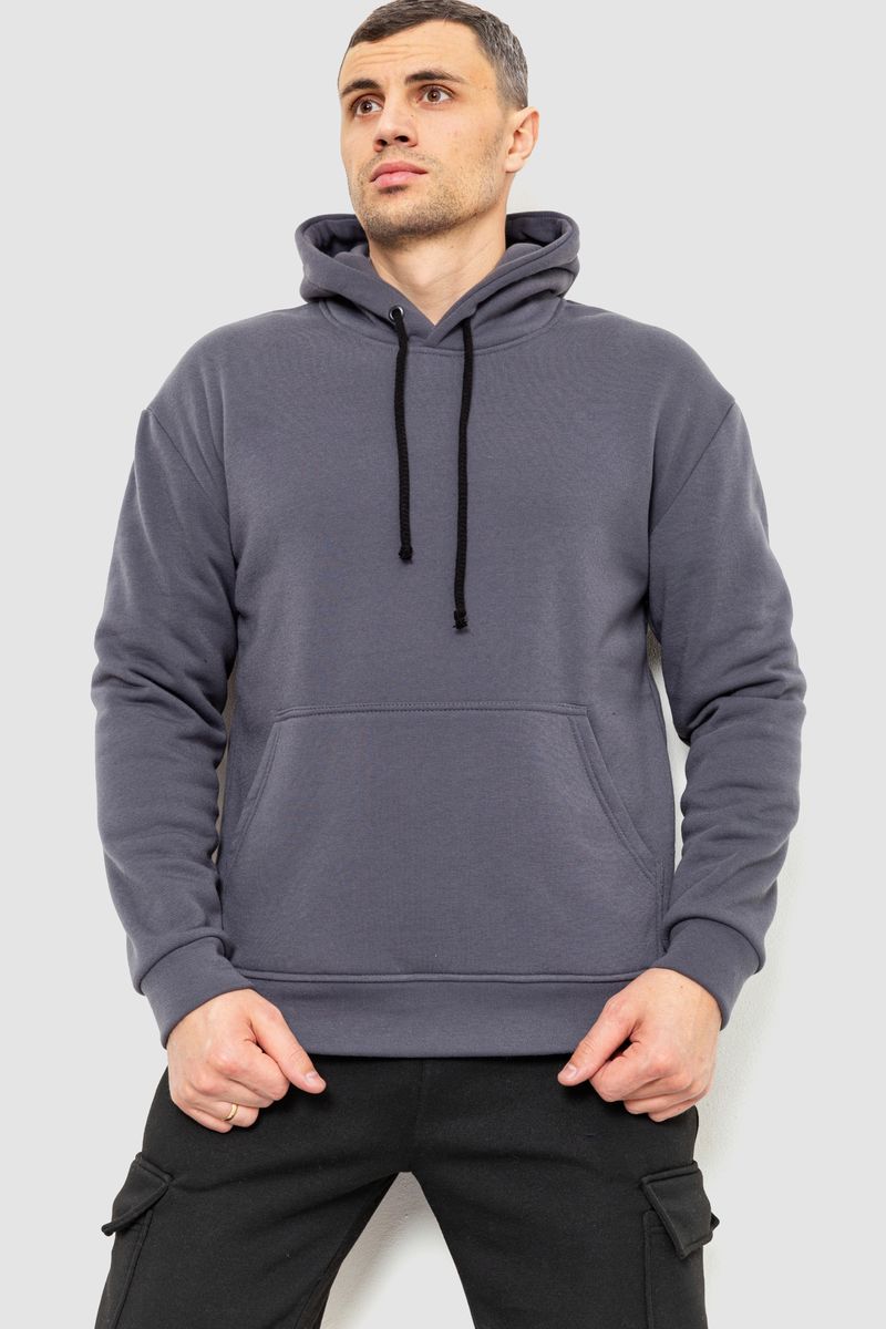 Худи мужской на флисе однотонный