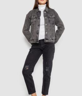 Джинсовая куртка женская, цвет серый, 129RA229