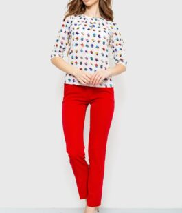 Блуза с принтом, цвет молочно-синий, 230R1121