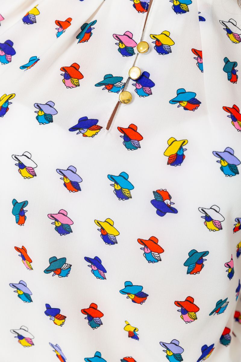 Блуза с принтом, цвет молочно-синий, 230R1121 — изображение 5