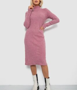 Платье повседневное утепленное, цвет пудровый, 257R115