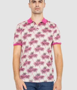 Поло мужское с принтом, цвет розово-бежевый, 247R309