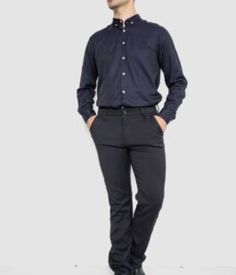 Рубашка мужская котоновая повседневная, цвет темно-синий, 247R410