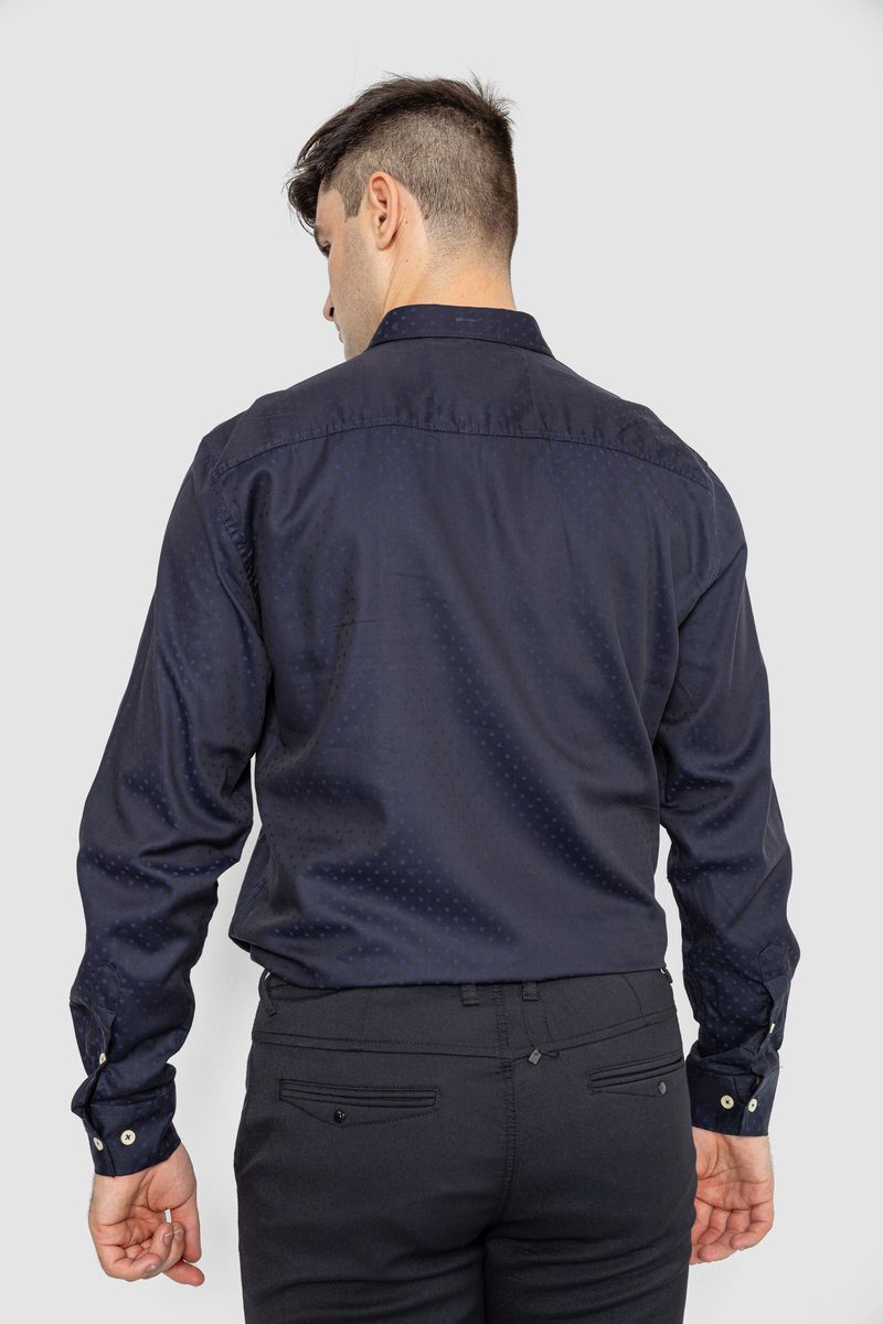Рубашка мужская котоновая повседневная, цвет темно-синий, 247R410 — изображение 4