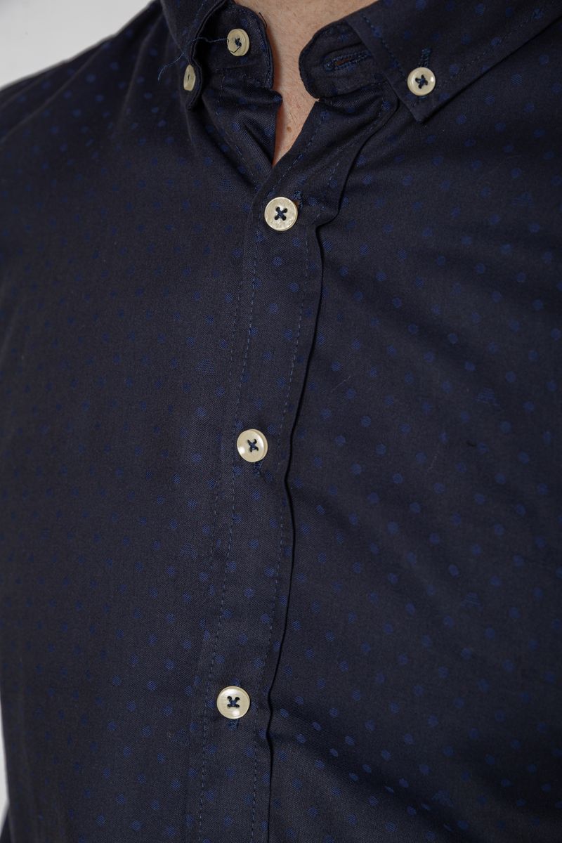 Рубашка мужская котоновая повседневная, цвет темно-синий, 247R410 — изображение 5