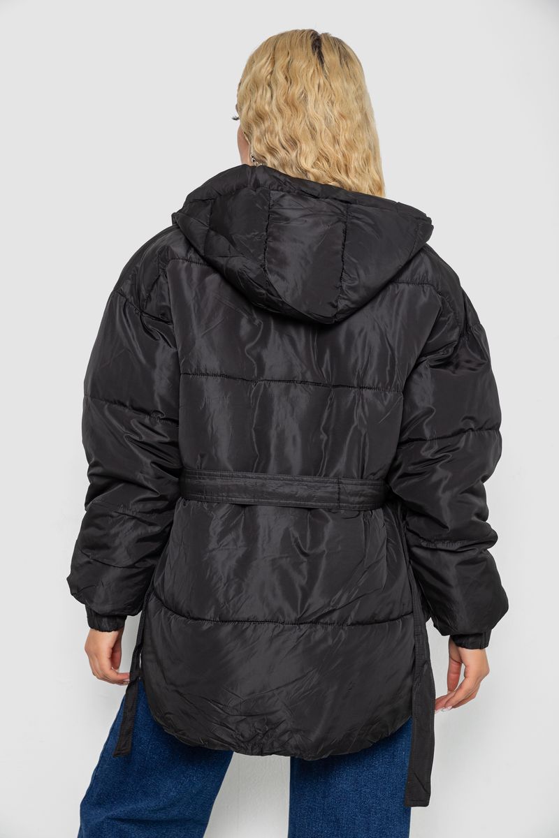 Куртка женская демисезонная с поясом, цвет черный, 207R2023 — изображение 4