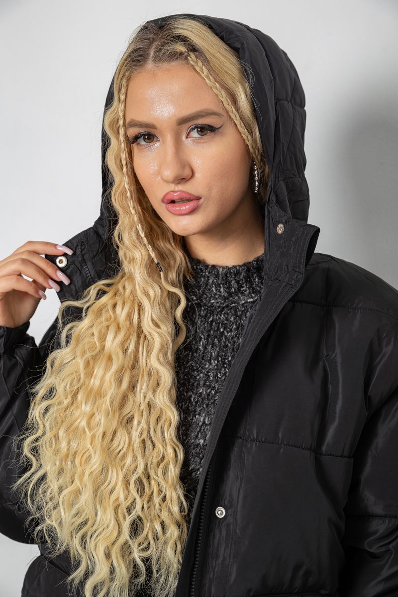 Куртка женская демисезонная с поясом, цвет черный, 207R2023 — изображение 5