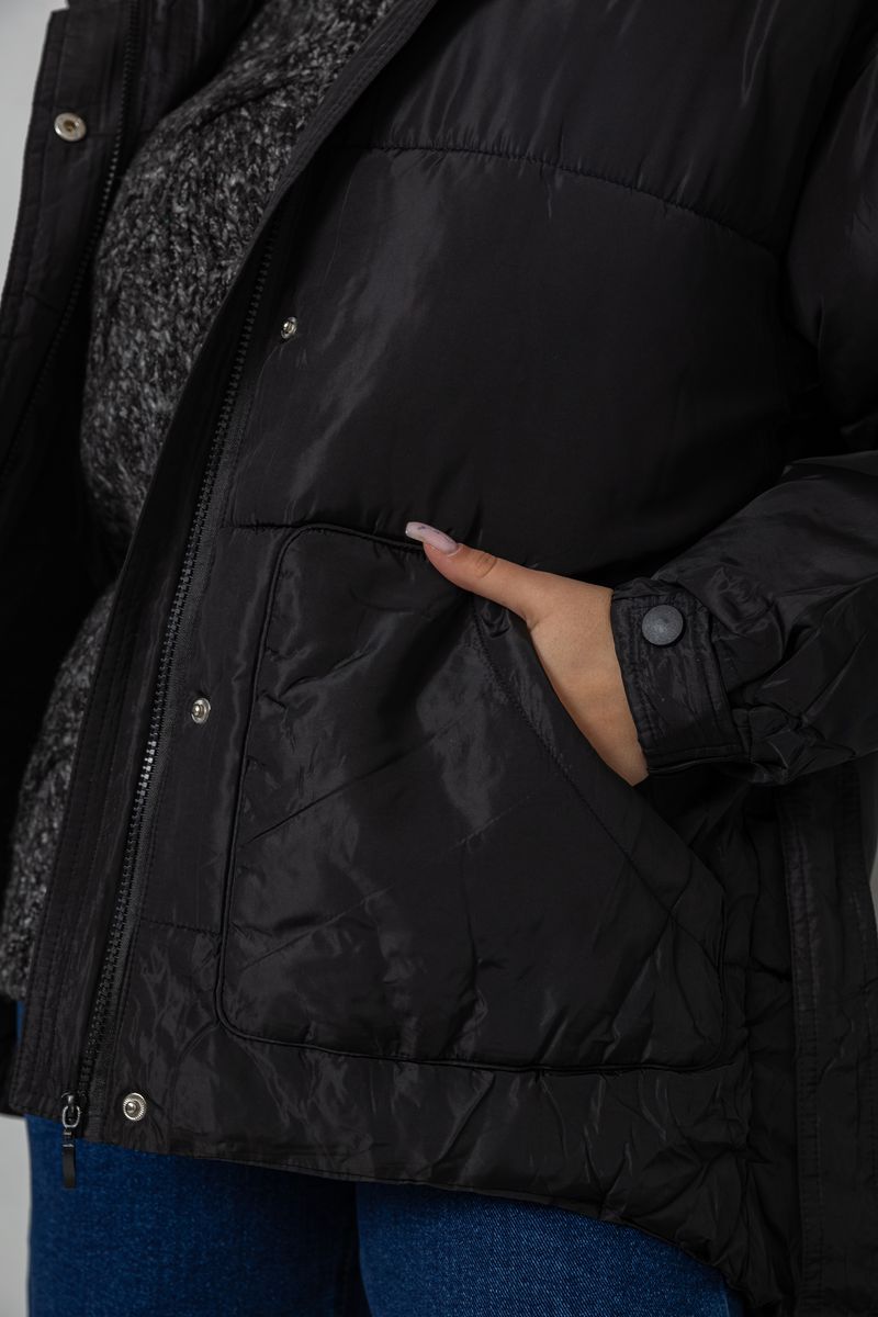 Куртка женская демисезонная с поясом, цвет черный, 207R2023 — изображение 6