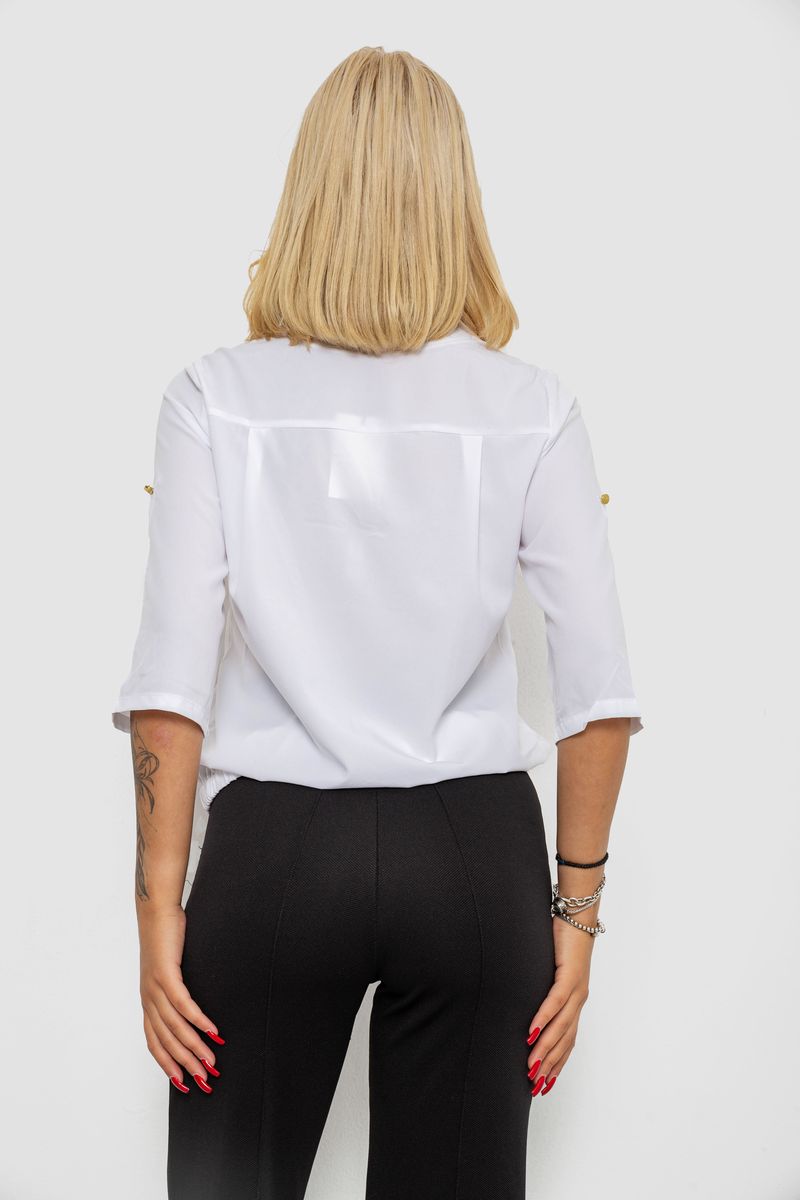 Блуза однотонная, цвет белый, 230R91-1 — изображение 4