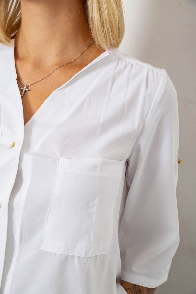 Блуза однотонная, цвет белый, 230R91-1 — изображение 5