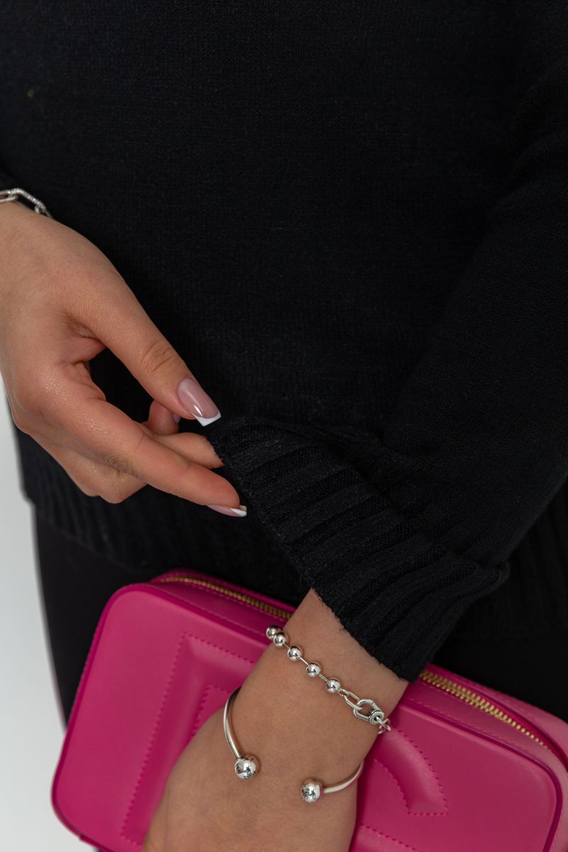 Кофта женская однотонная, цвет черный, 244R2028 — изображение 5