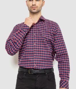 Рубашка мужская в клетку байковая, цвет красно-синий, 214R115-35-195