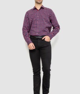 Рубашка мужская в клетку байковая, цвет красно-синий, 214R115-35-195