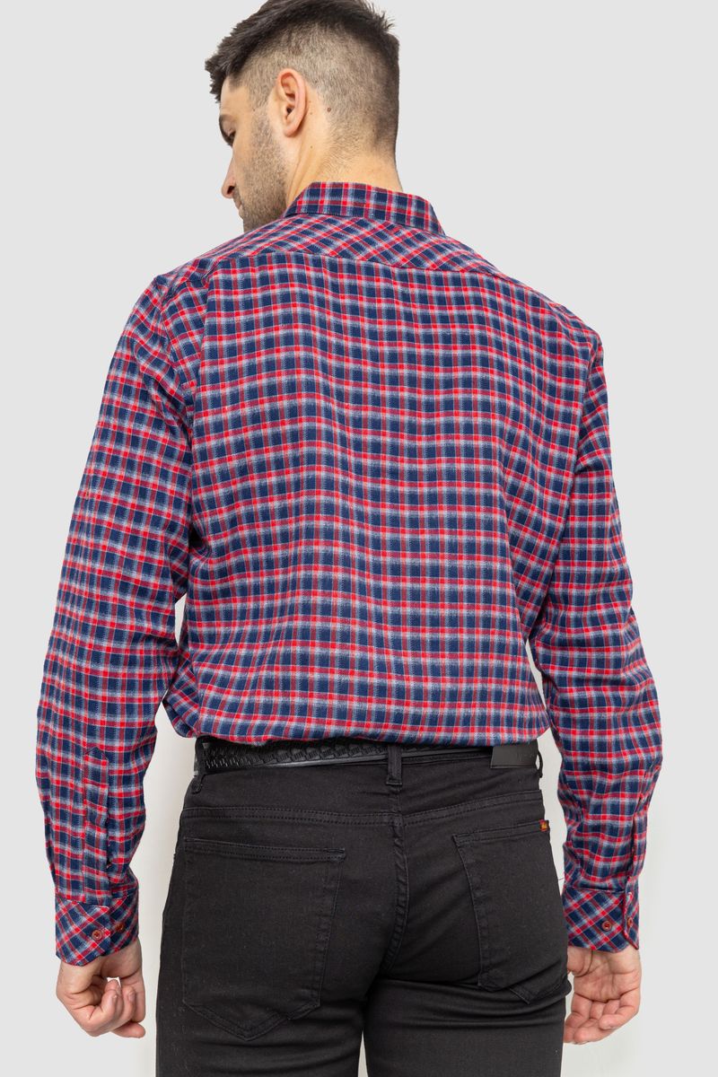 Рубашка мужская в клетку байковая, цвет красно-синий, 214R115-35-195 — изображение 4