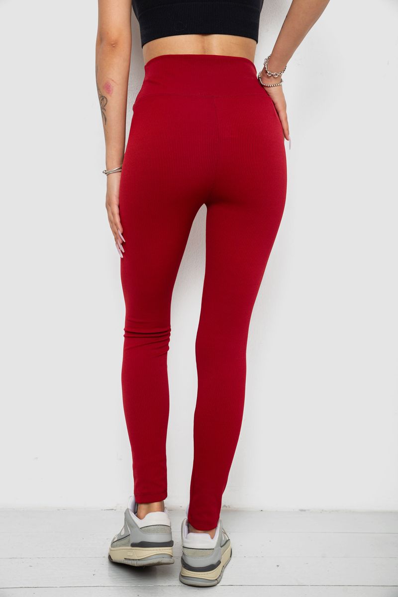 Лосины однотонные в рубчик, цвет бордовый, 238R606 — изображение 4