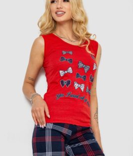 Пижама женская с принтом, цвет красный, 243R0148