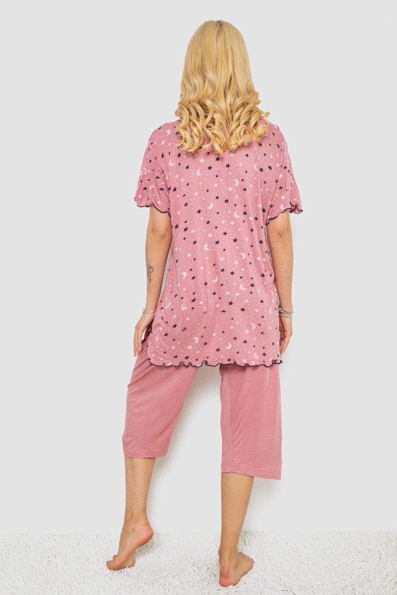 Пижама женская с принтом, цвет пудровый, 243R7024 — изображение 4