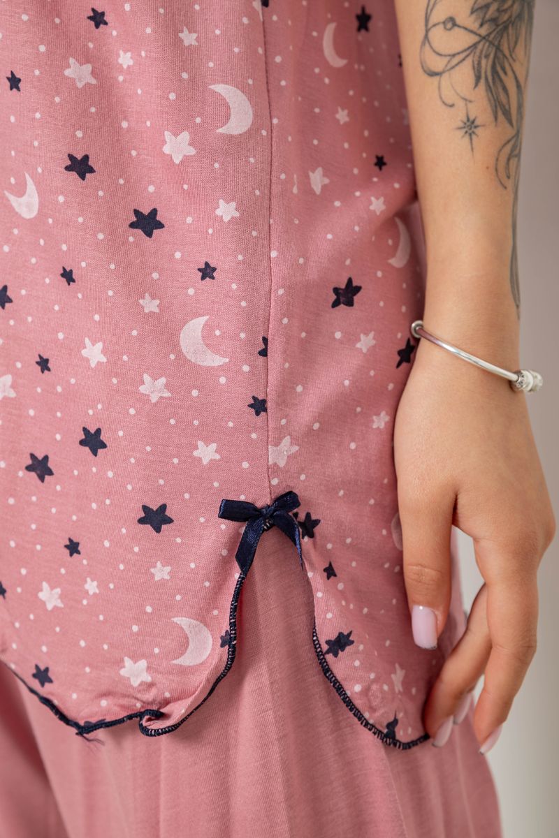 Пижама женская с принтом, цвет пудровый, 243R7024 — изображение 5