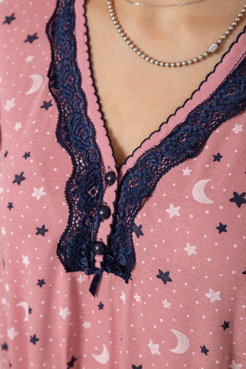 Пижама женская с принтом, цвет пудровый, 243R7024 — изображение 6