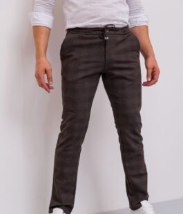 Брюки мужские в клетку, цвет коричневый, 194R2210