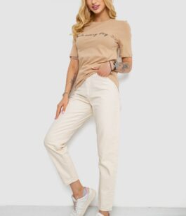 Футболка женская с принтом, цвет бежевый, 241R130