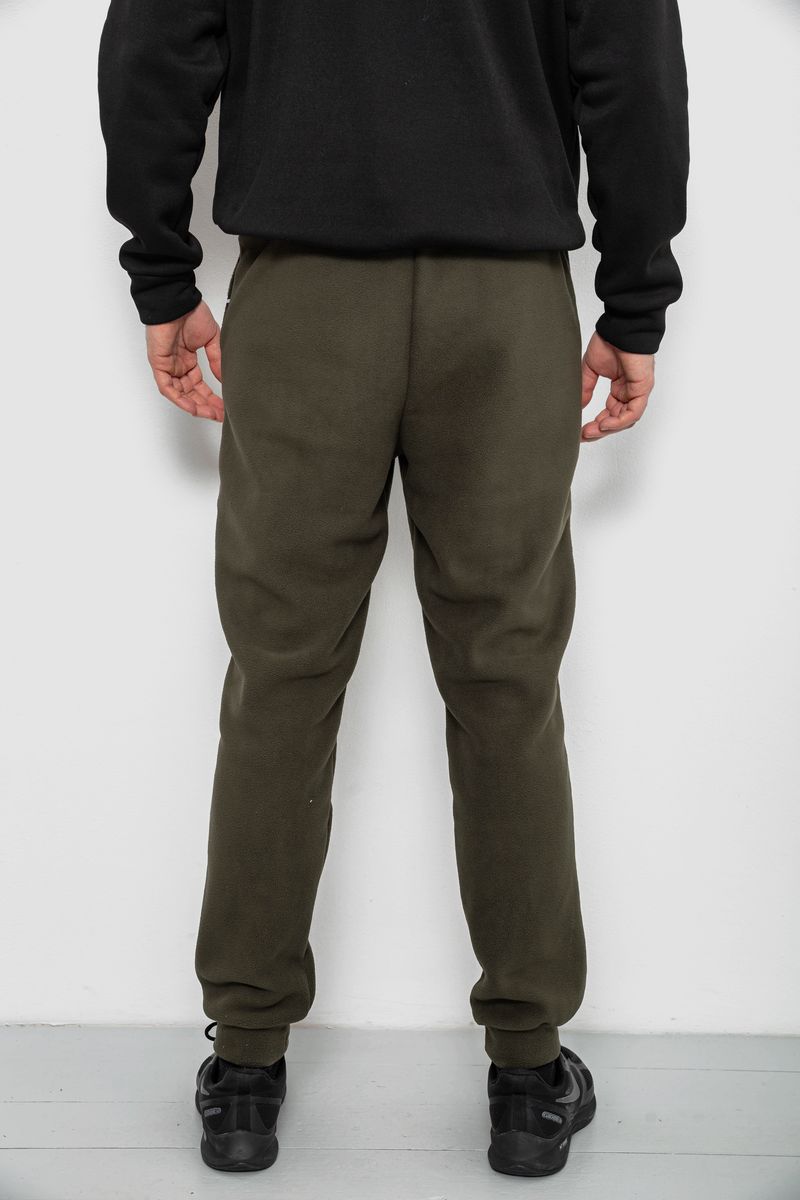 Спортивные штаны мужские однотонные на поларфлисе, цвет хаки, 257R20 — изображение 4