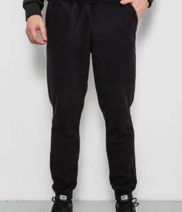 Спортивные штаны мужские однотонные на поларфлисе, цвет черный, 257R20