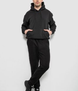 Спортивные штаны мужские однотонные на поларфлисе, цвет черный, 257R20