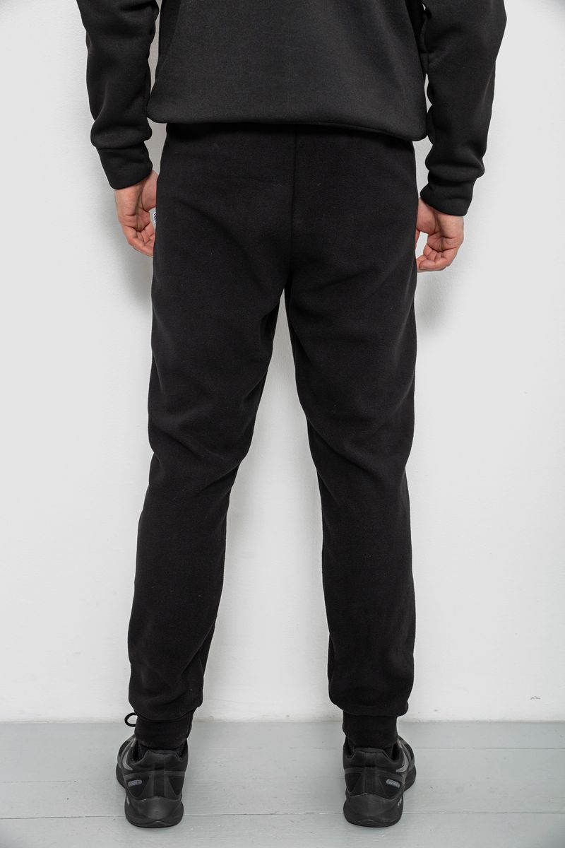 Спортивные штаны мужские однотонные на поларфлисе, цвет черный, 257R20 — изображение 4