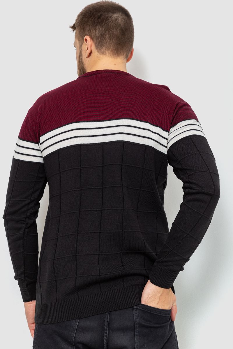 Свитер мужской, цвет черно-бордовый, 161R884 — изображение 4