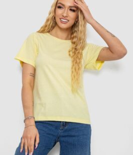 Футболка женская однотонная, цвет лимонный, 238R111