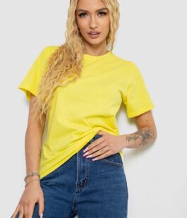 Футболка женская однотонная, цвет желтый, 238R111