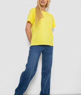 Футболка женская однотонная, цвет желтый, 238R111