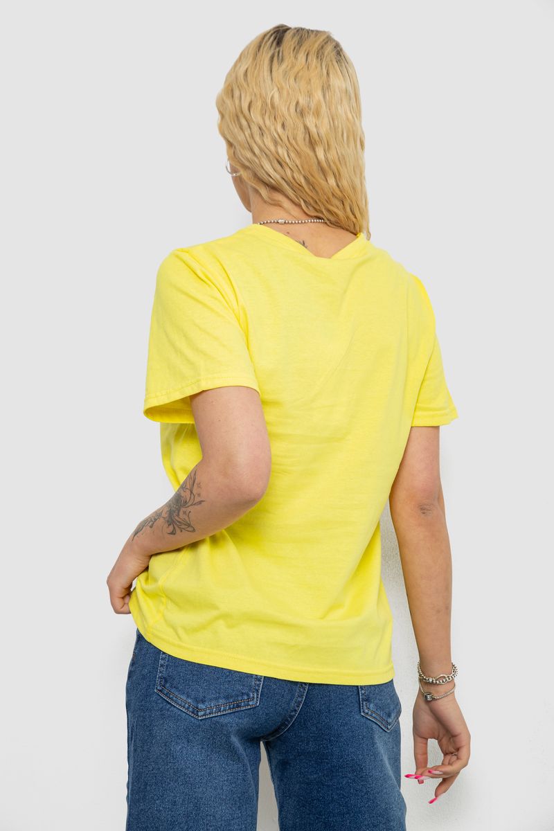 Футболка женская однотонная, цвет желтый, 238R111 — изображение 4