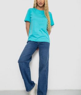 Футболка женская однотонная, цвет голубой, 238R111