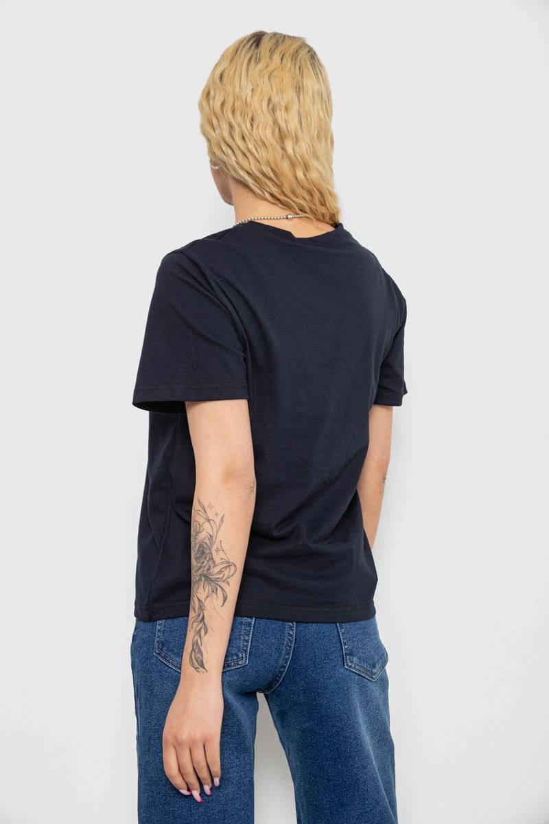 Футболка женская однотонная, цвет темно-синий, 238R111 — изображение 4