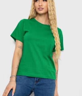 Футболка женская однотонная, цвет зеленый, 238R111