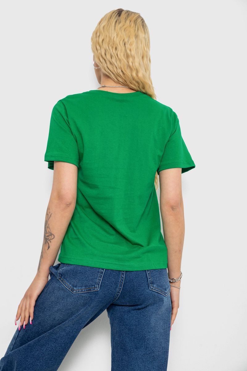 Футболка женская однотонная, цвет зеленый, 238R111 — изображение 4