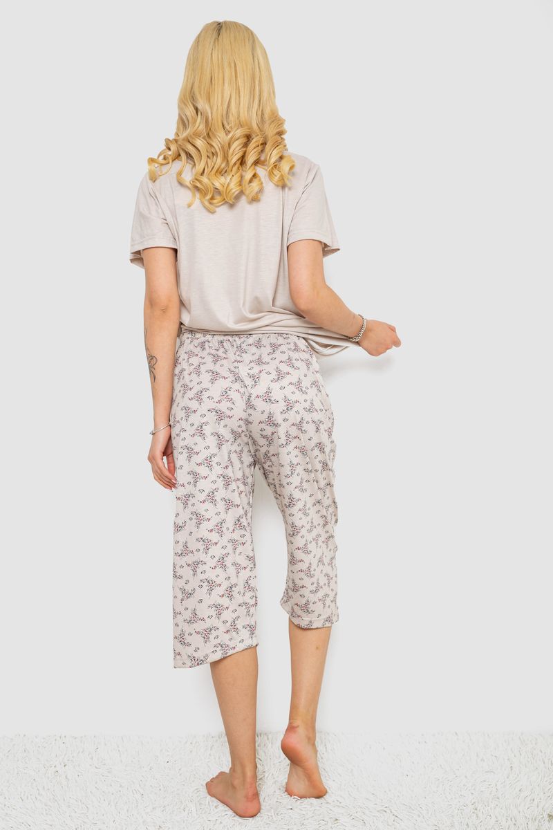 Пижама женская с принтом, цвет бежевый, 243R6967 — изображение 4