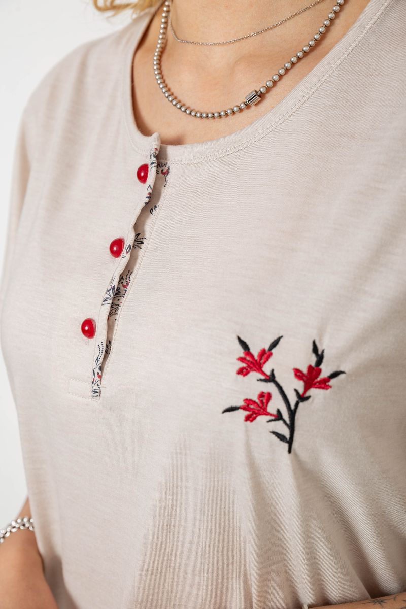 Пижама женская с принтом, цвет бежевый, 243R6967 — изображение 5