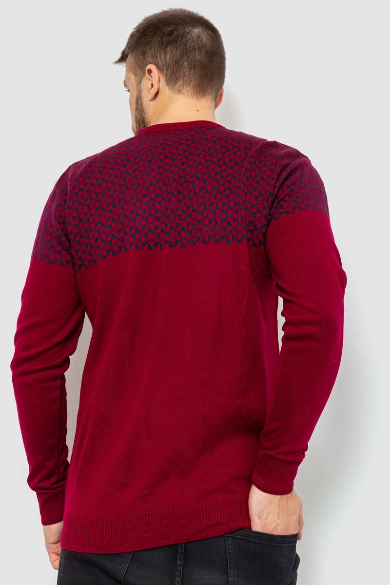 Свитер мужской, цвет бордово-синий, 161R898 — изображение 4
