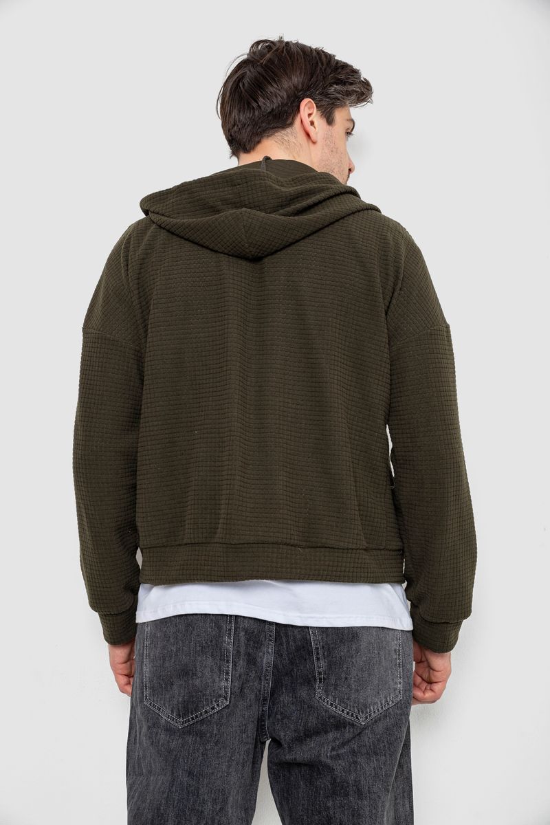 Кофта мужская на молнии с капюшоном, цвет хаки, 238R103-1 — изображение 4