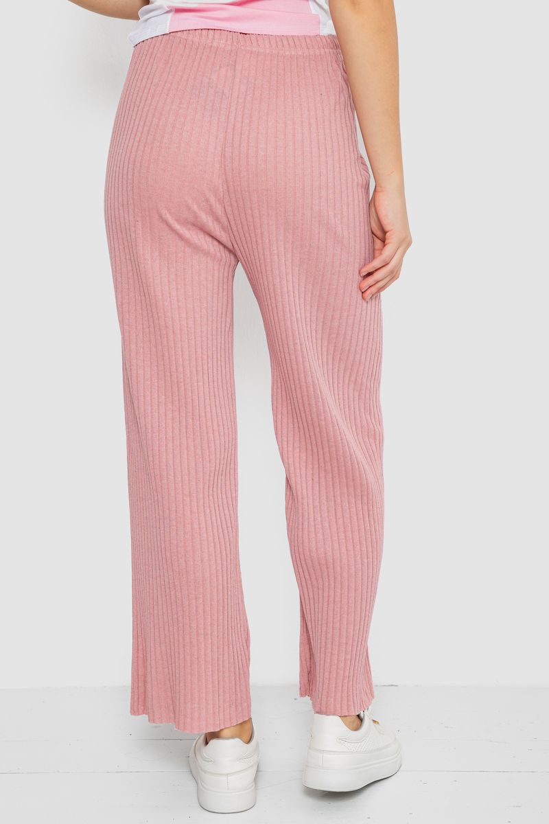 Штаны женские свободного кроя в рубчик, цвет пудровый, 220R017 — изображение 4