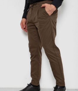 Брюки мужские классические однотонные, цвет коричневый, 157RU02-016