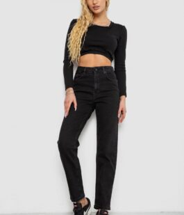 Джинсы женские однотонные, цвет черный, 244R3303