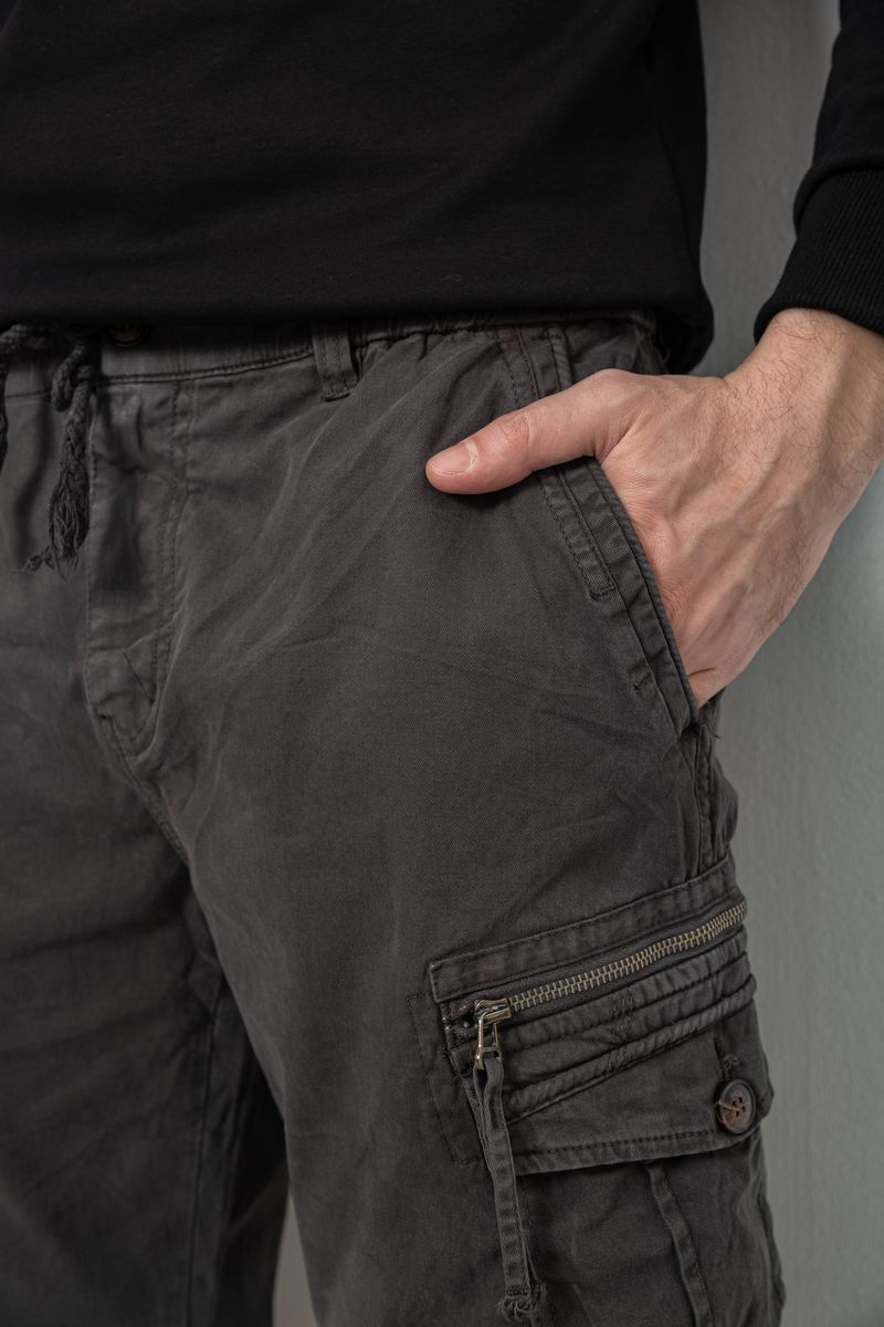 Штаны мужские однотонные, цвет серый, 244R1641 — изображение 5