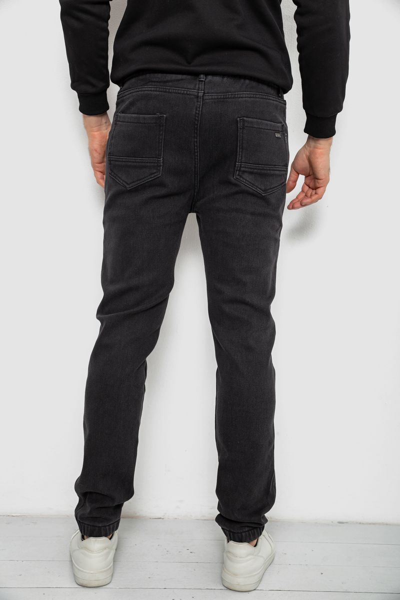 Джинсы мужские на резинке утепленные, цвет черный, 244R665 — изображение 4