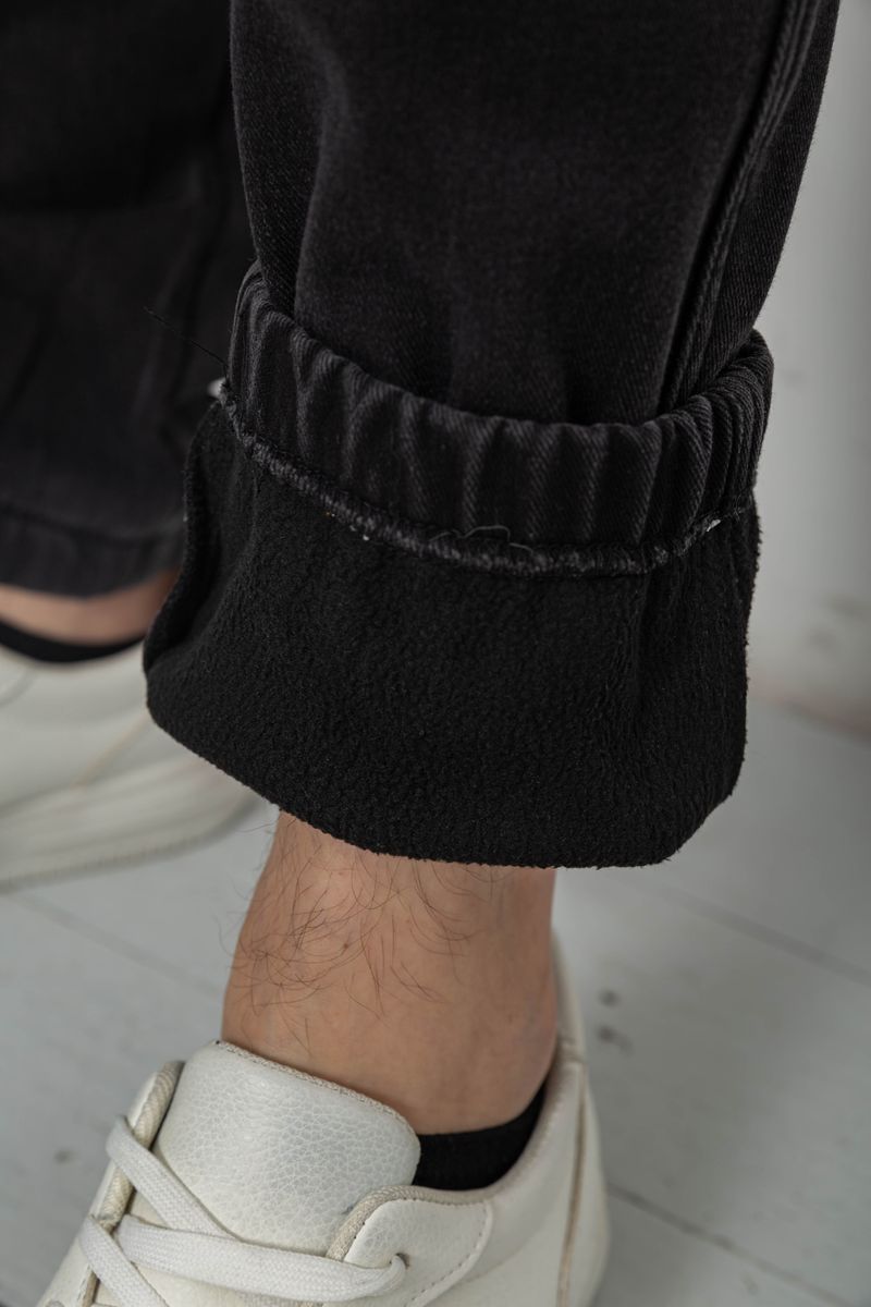 Джинсы мужские на резинке утепленные, цвет черный, 244R665 — изображение 6