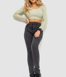 Джинсы женские стрейч, цвет темно-серый, 214R1452